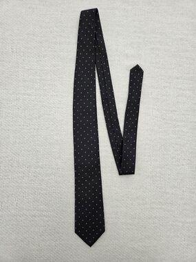 Claiborne 100% Silk Classic Black Micro-Dot Men's Tie
